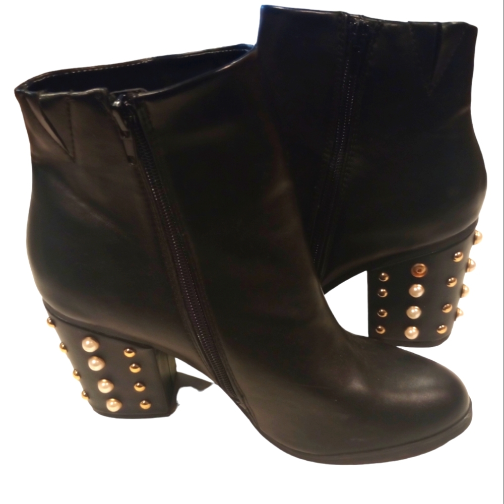 Express Pearl & Gold Studded Ankle Booties (10)